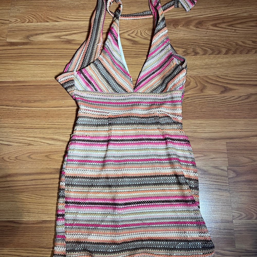Kylie and Kendall Striped Multicolor Halter Dress. Size XS